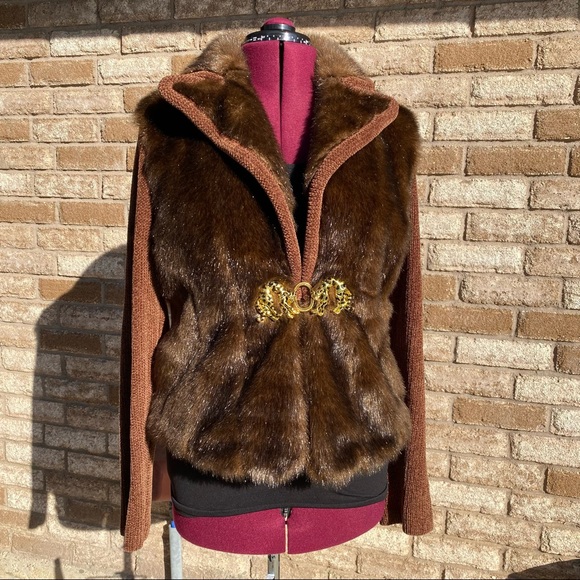 A.D. Originals | Vintage Elegant Brown Fur Coat with Gold Cheetah Brooch M 🐆✨ - Picture 15 of 15